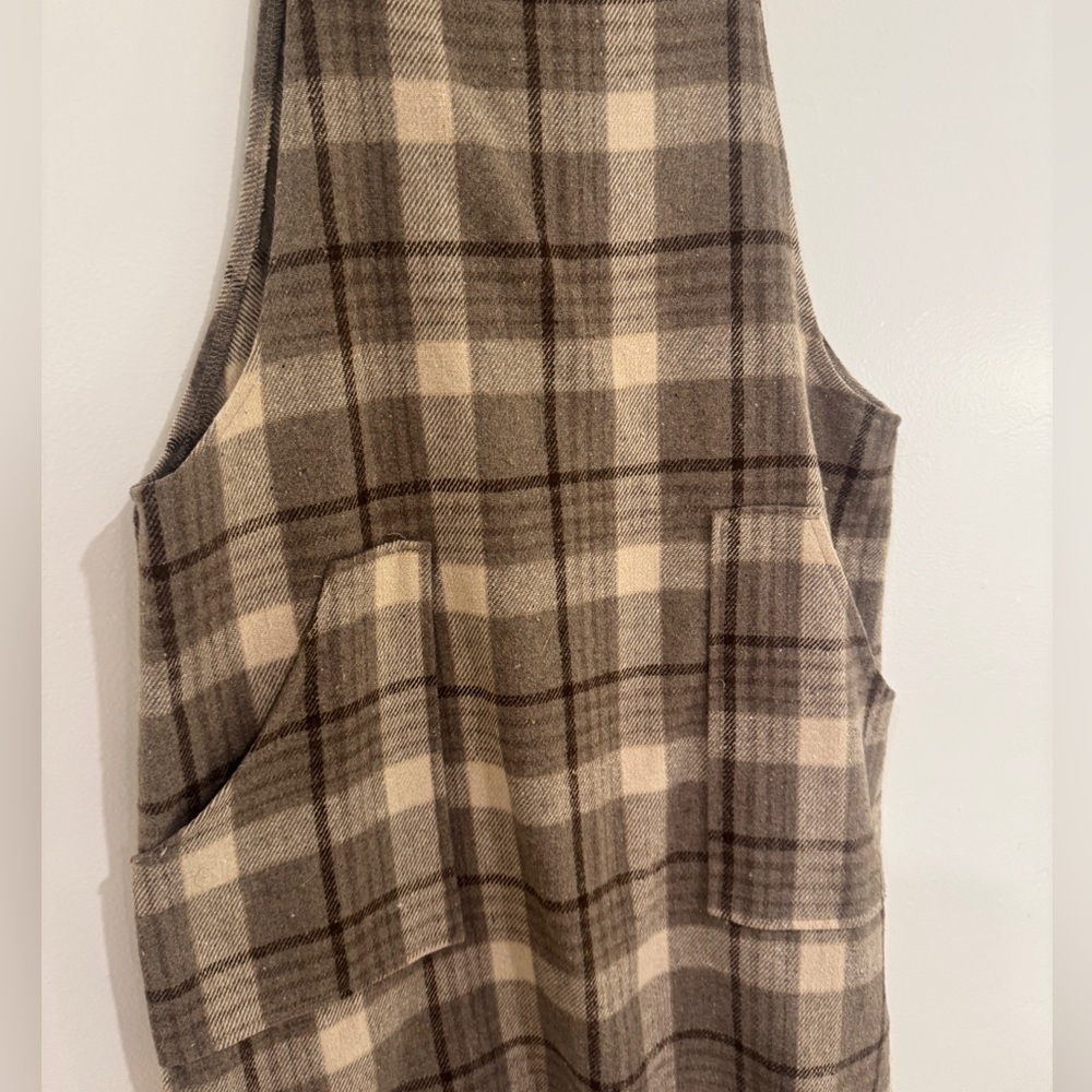 Pink Lily Plaid Pinafore Overall Mini Dress Size Small - Picture 3 of 6